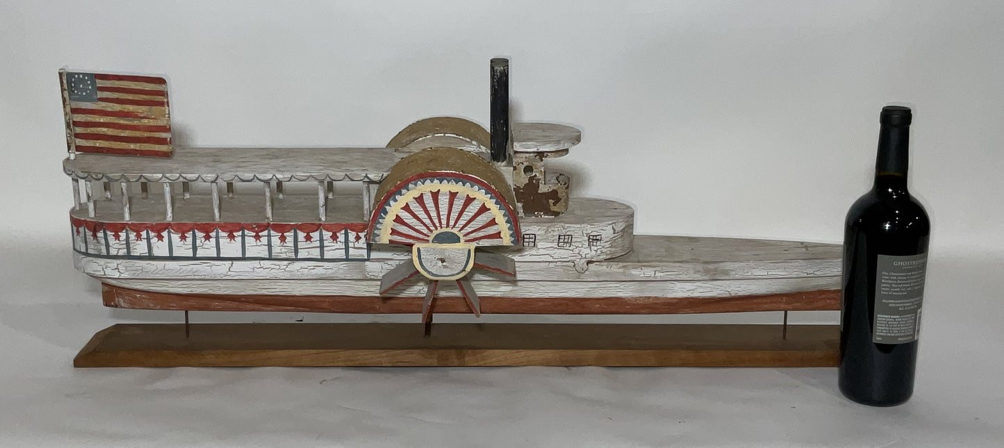 Folk Art Paddle Steamer Model