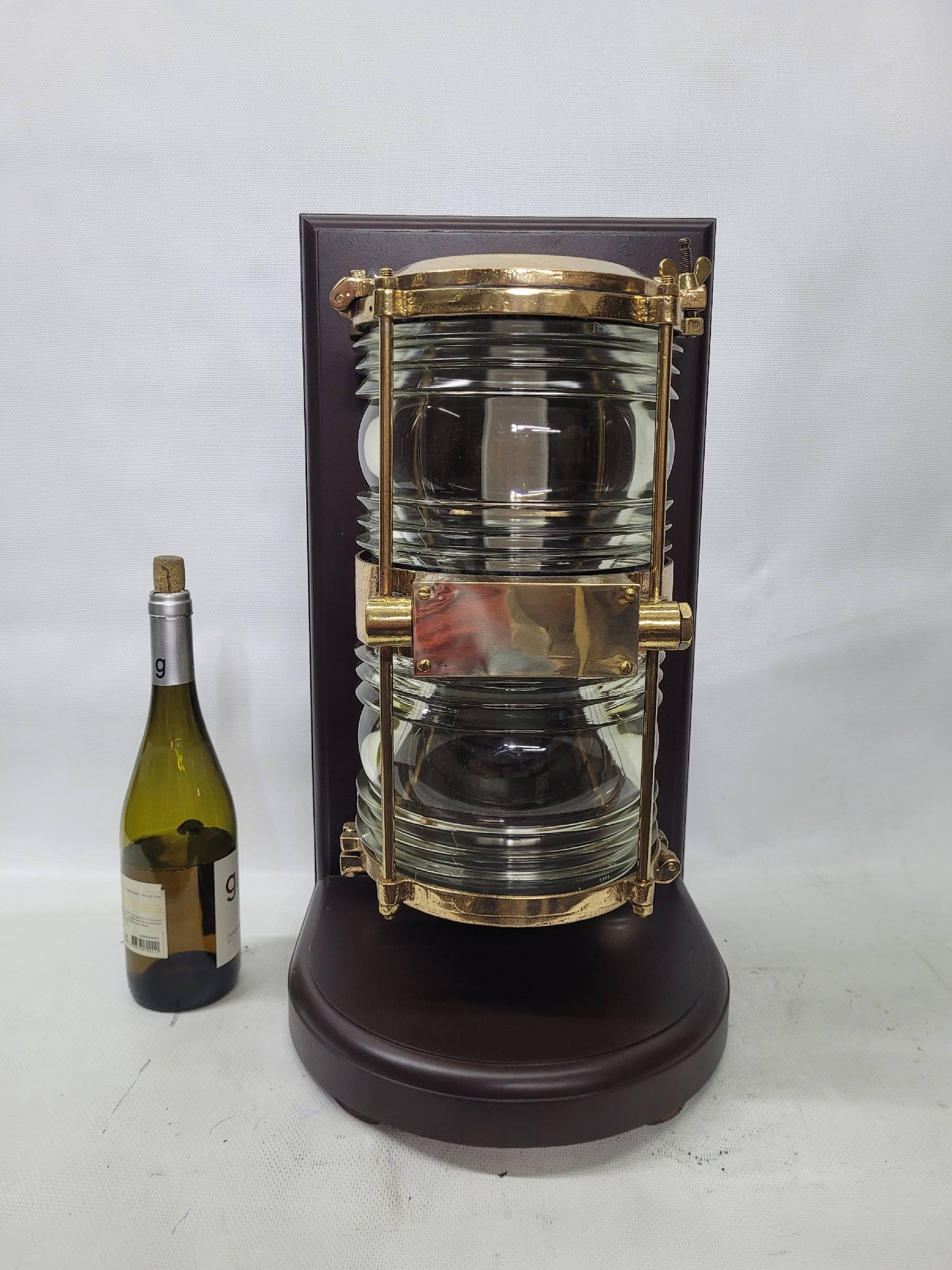 Solid Brass Beacon Light Mounted to a Wood Base