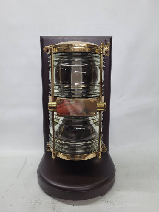 Solid Brass Beacon Light Mounted to a Wood Base