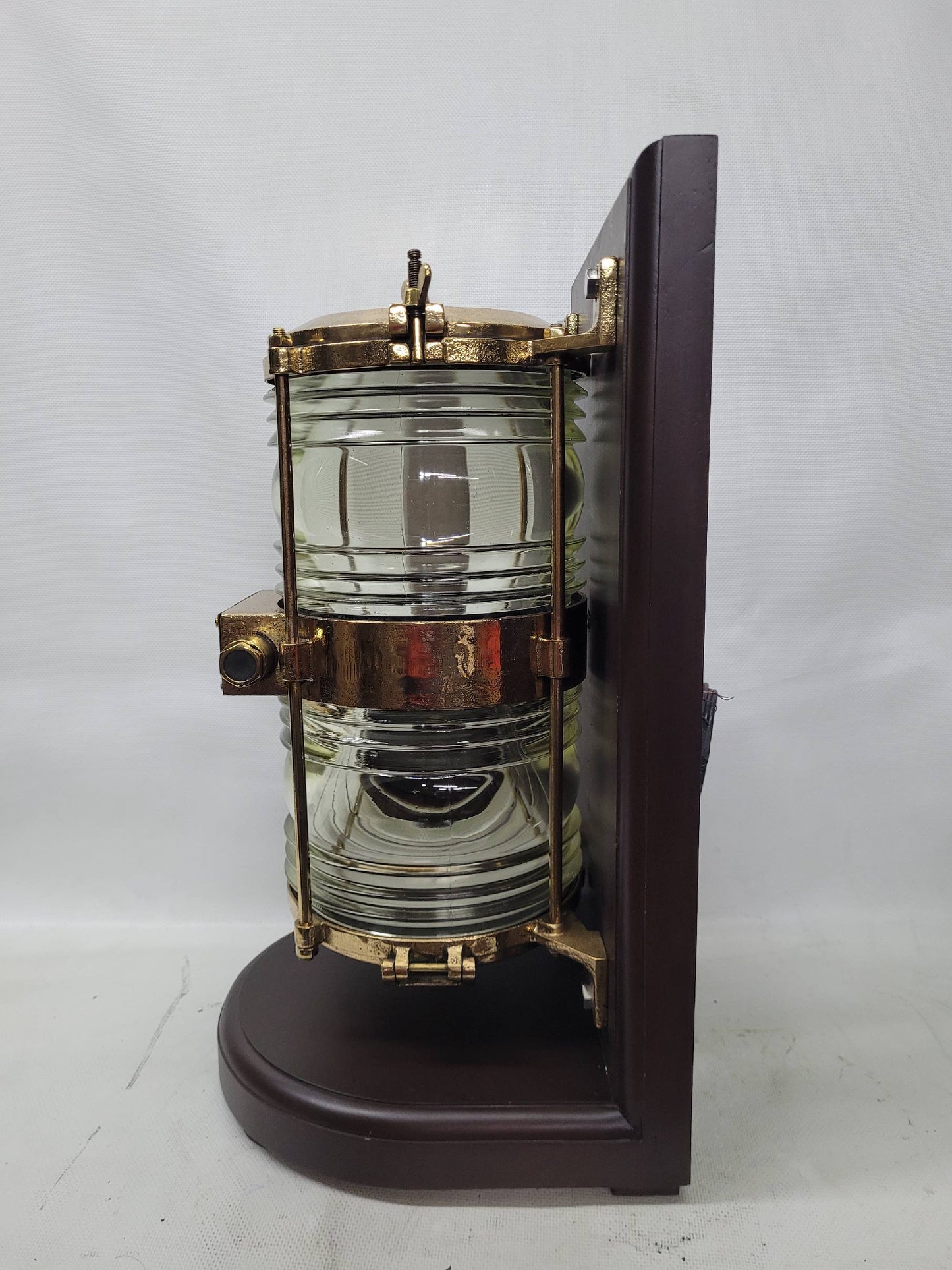 Solid Brass Beacon Light Mounted to a Wood Base
