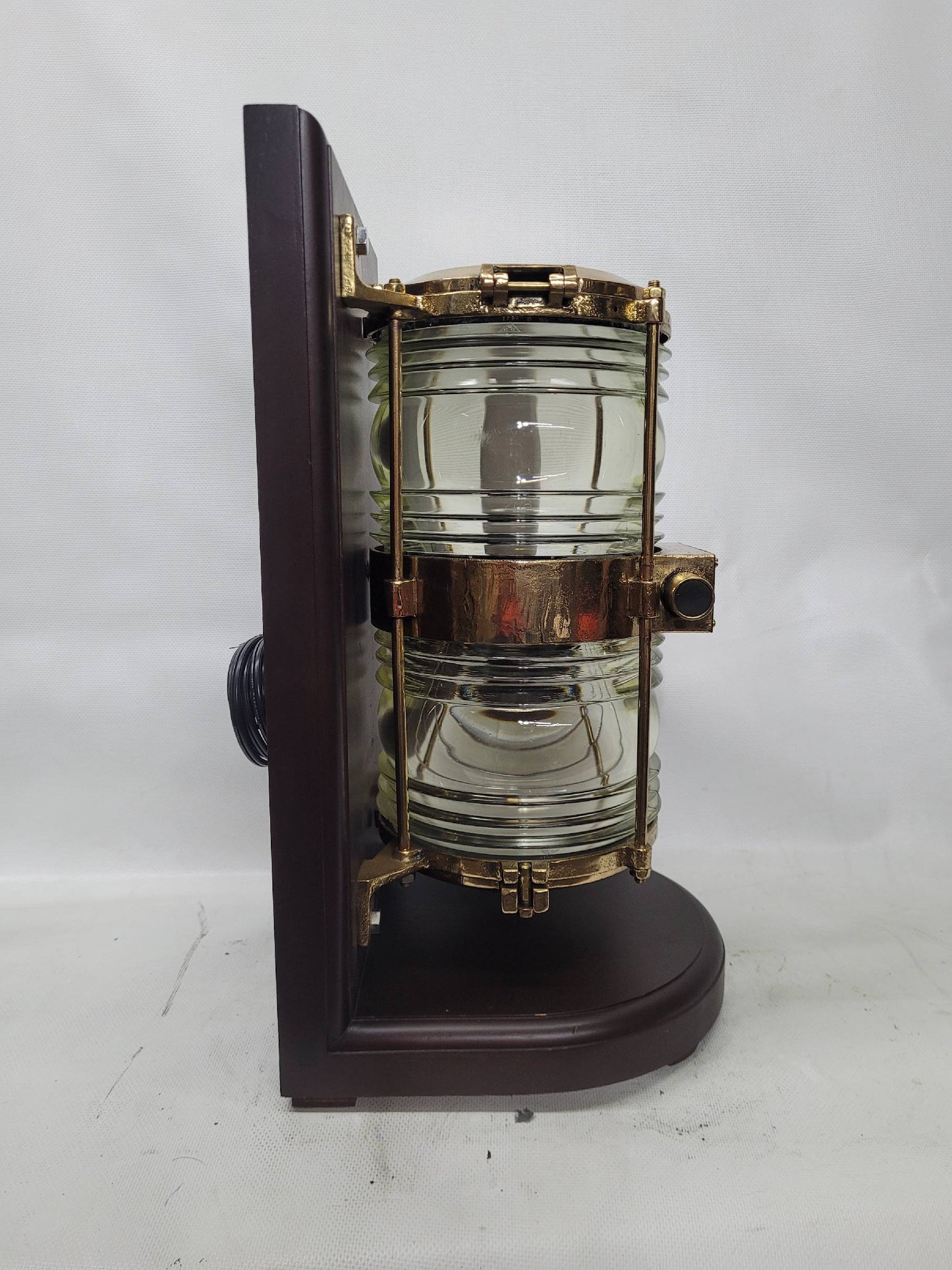 Solid Brass Beacon Light Mounted to a Wood Base