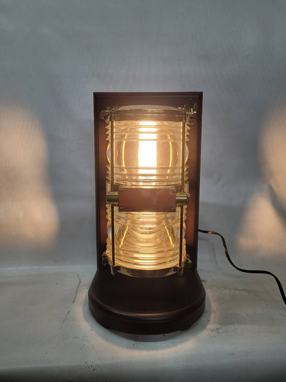 Solid Brass Beacon Light Mounted to a Wood Base