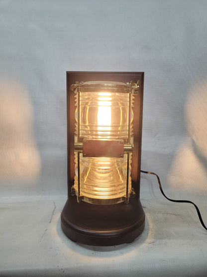 Solid Brass Beacon Light Mounted to a Wood Base