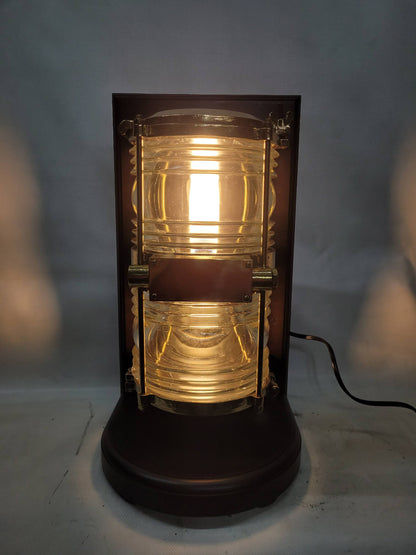 Solid Brass Beacon Light Mounted to a Wood Base