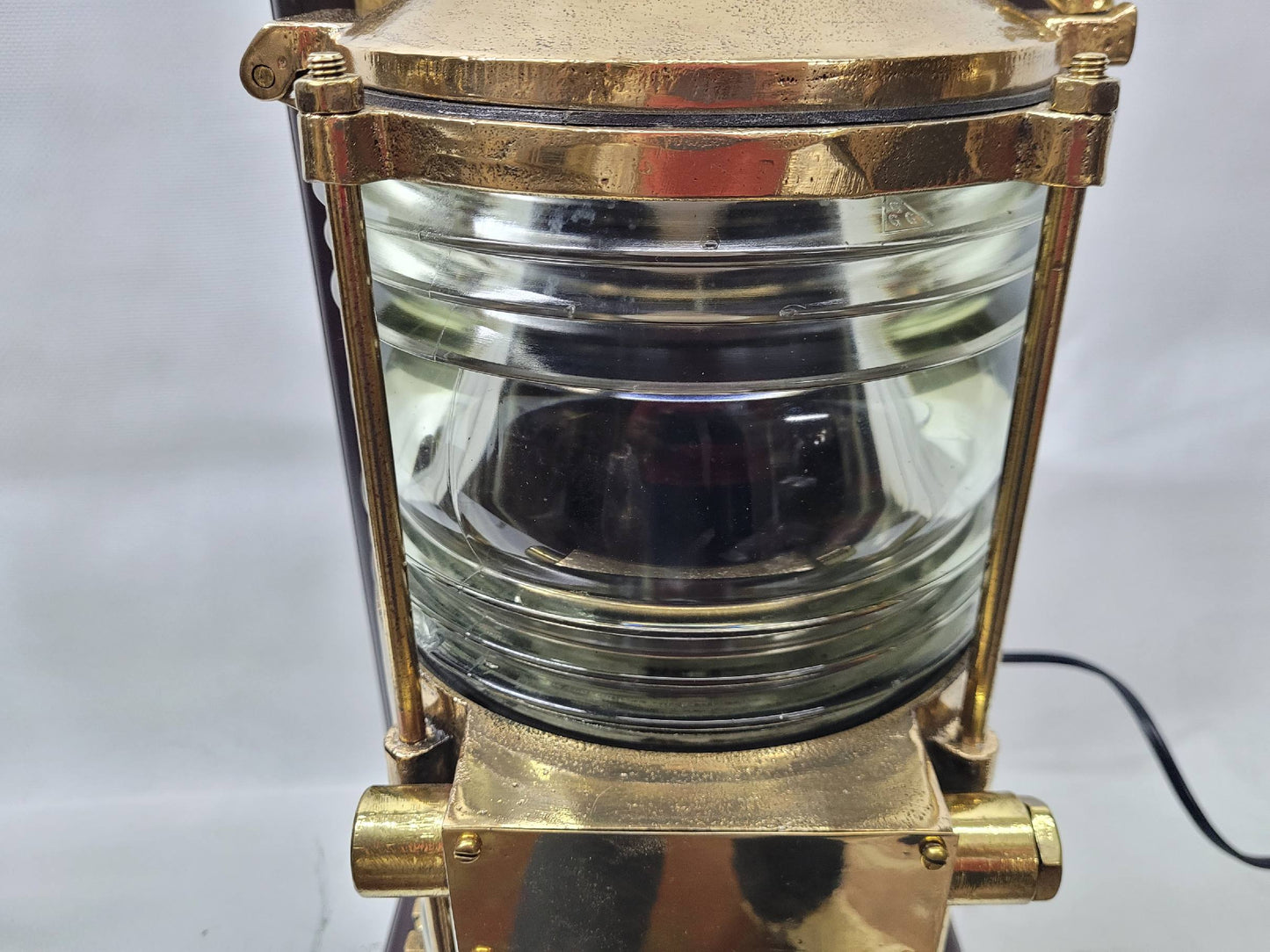 Solid Brass Beacon Light Mounted to a Wood Base