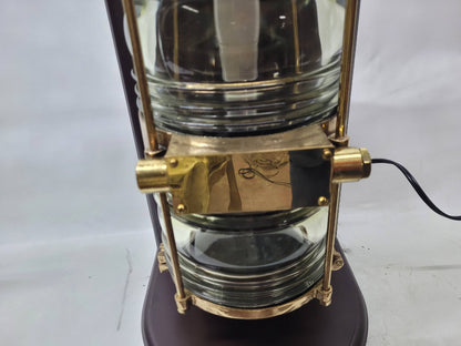 Solid Brass Beacon Light Mounted to a Wood Base