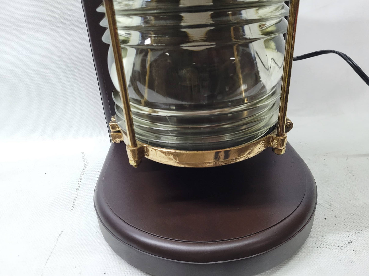 Solid Brass Beacon Light Mounted to a Wood Base