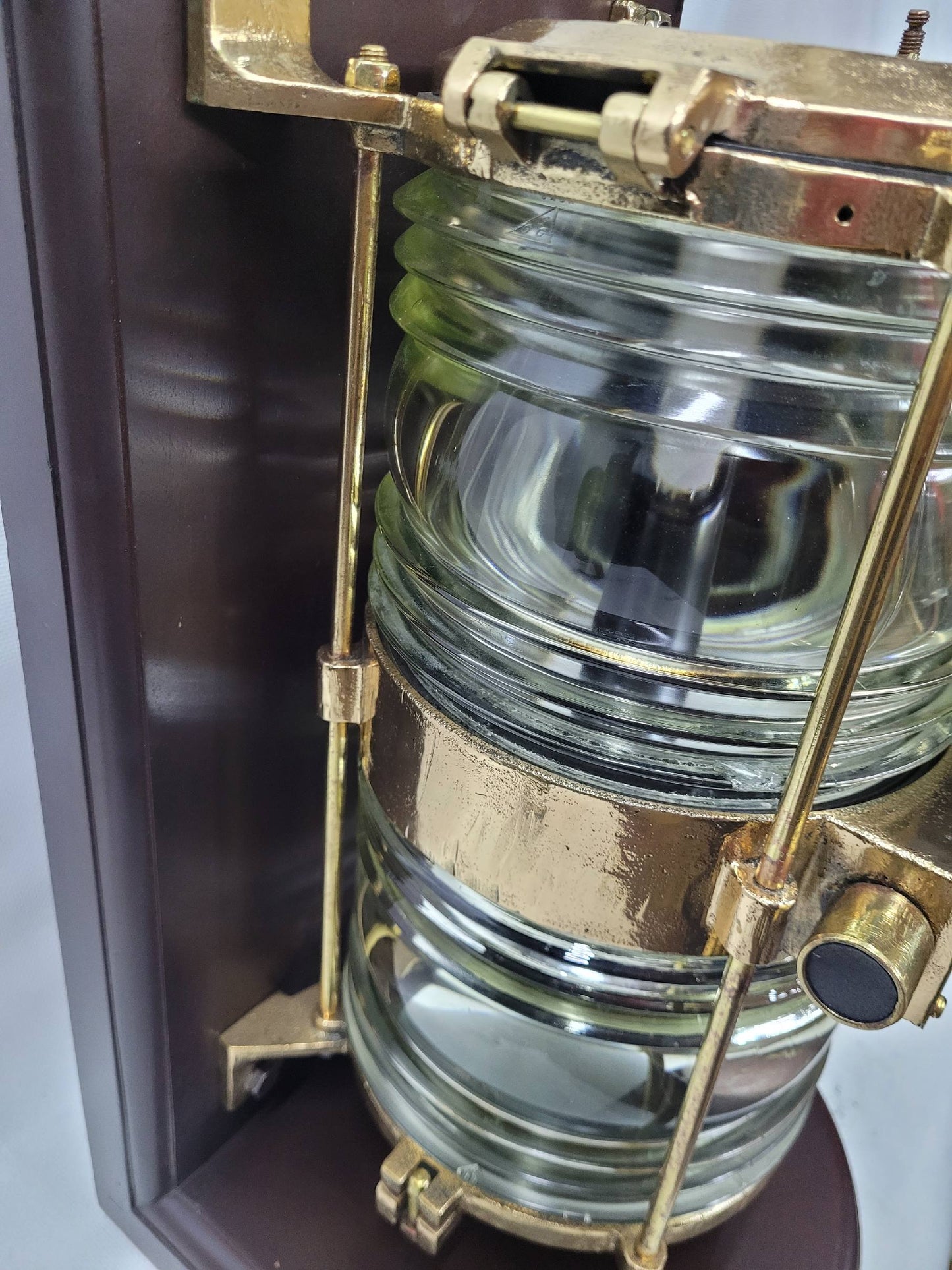 Solid Brass Beacon Light Mounted to a Wood Base