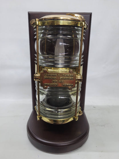Solid Brass Beacon Light Mounted to a Wood Base