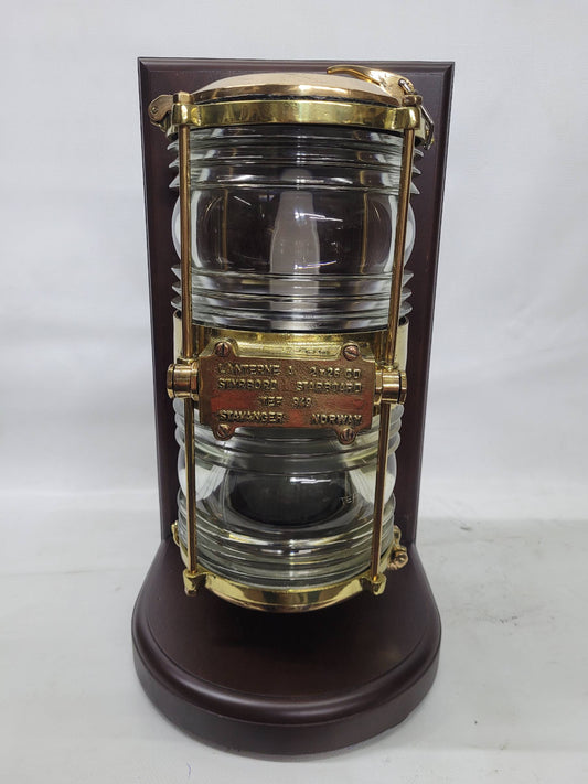 Solid Brass Beacon Light Mounted to a Wood Base
