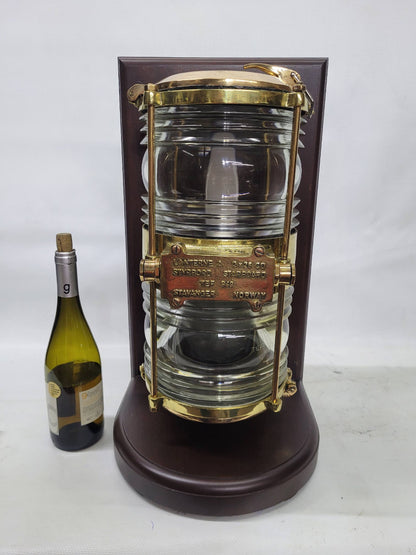 Solid Brass Beacon Light Mounted to a Wood Base