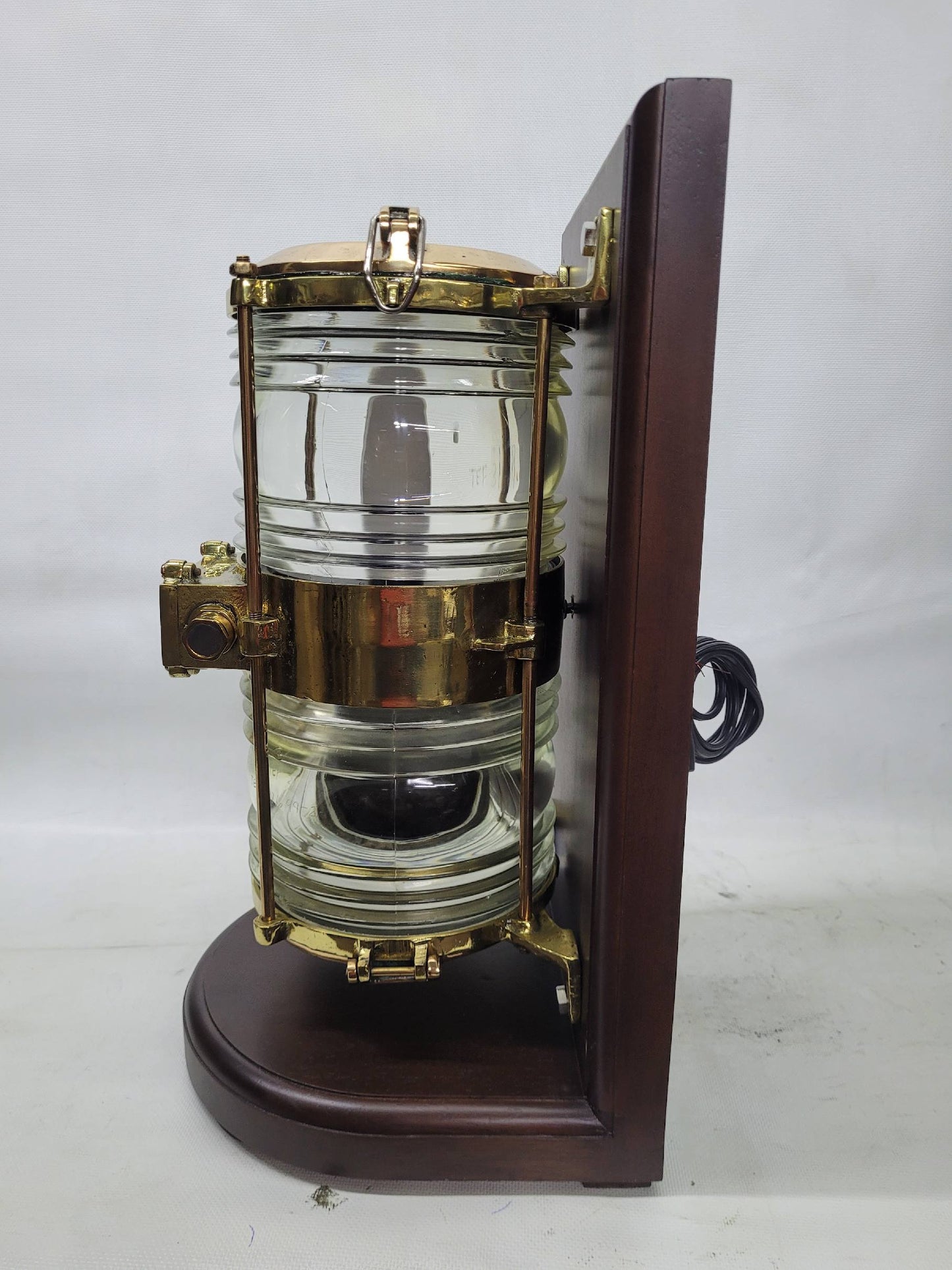 Solid Brass Beacon Light Mounted to a Wood Base