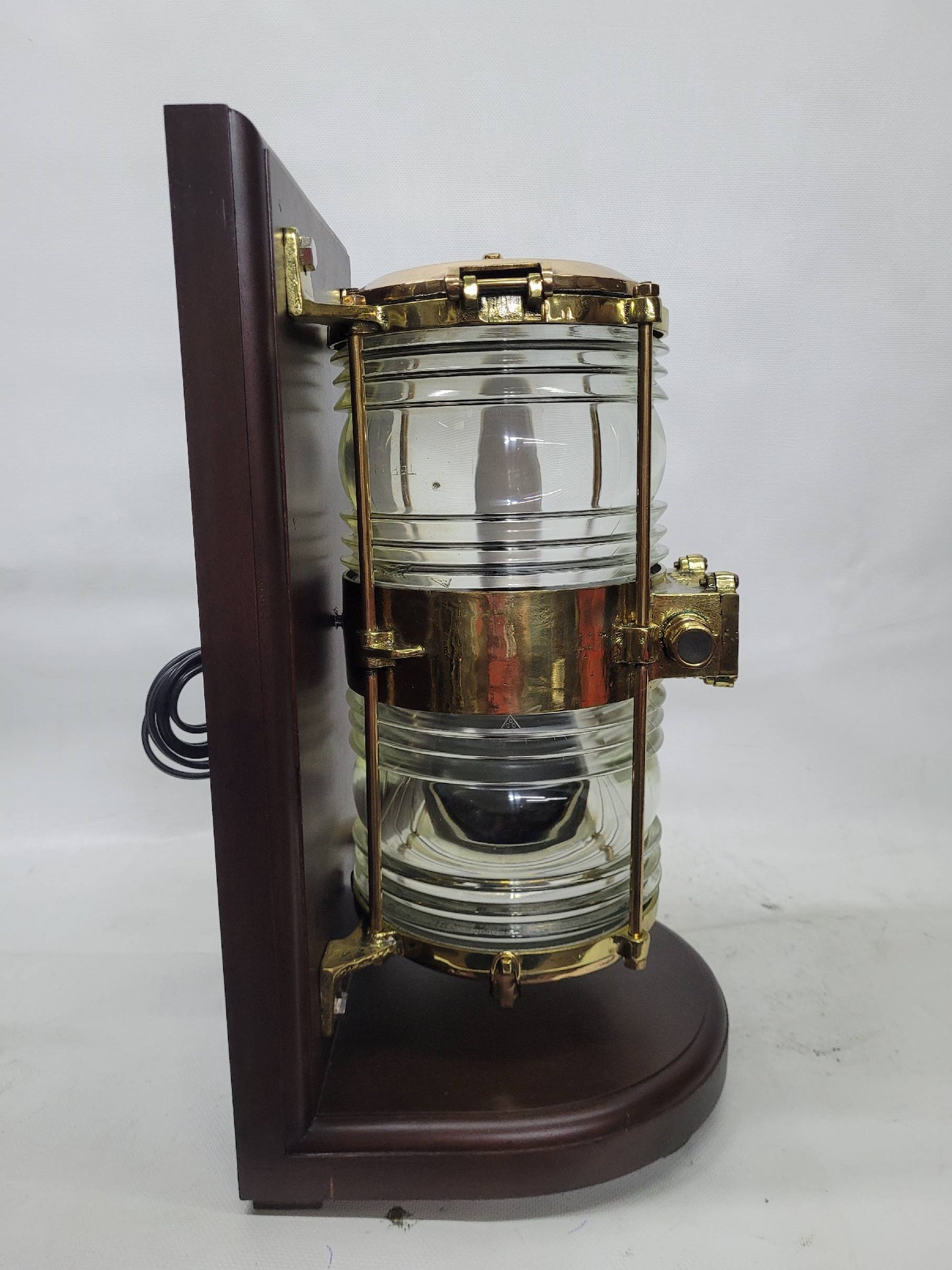Solid Brass Beacon Light Mounted to a Wood Base