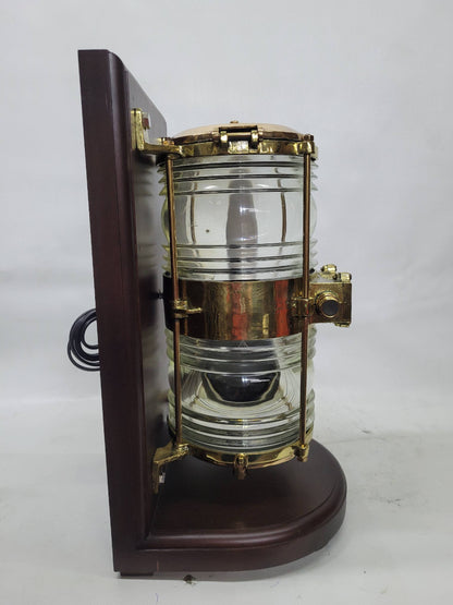 Solid Brass Beacon Light Mounted to a Wood Base