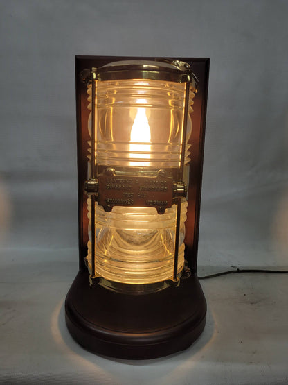 Solid Brass Beacon Light Mounted to a Wood Base