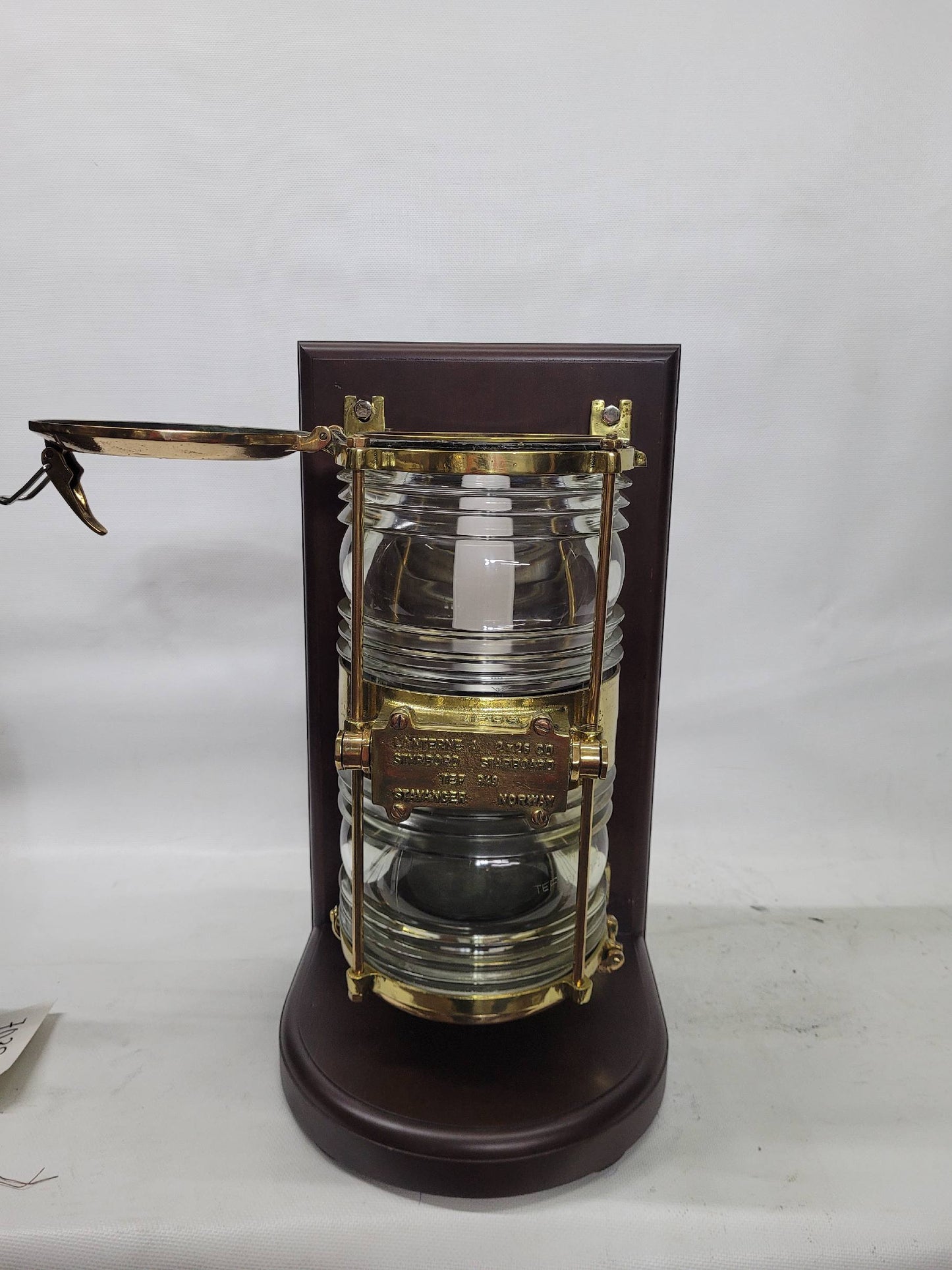 Solid Brass Beacon Light Mounted to a Wood Base