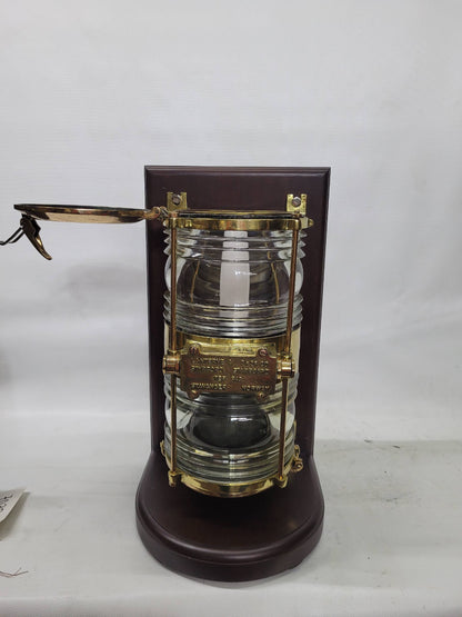 Solid Brass Beacon Light Mounted to a Wood Base