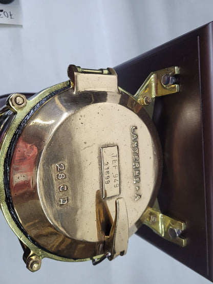Solid Brass Beacon Light Mounted to a Wood Base