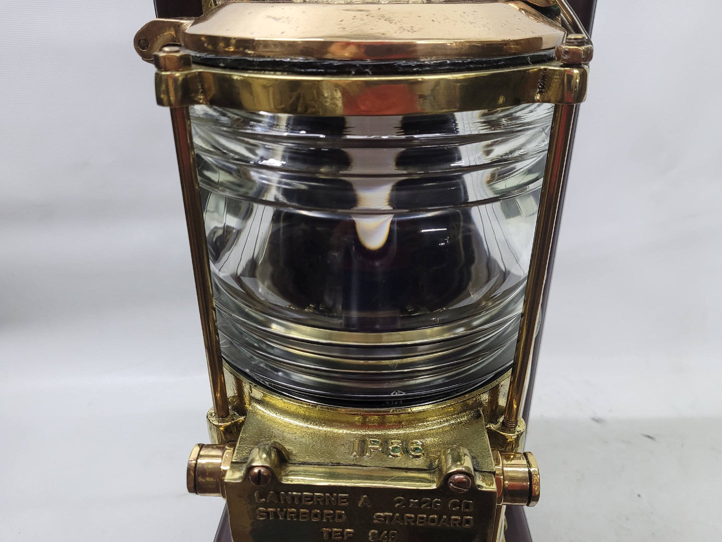 Solid Brass Beacon Light Mounted to a Wood Base