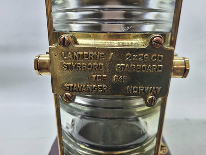 Solid Brass Beacon Light Mounted to a Wood Base