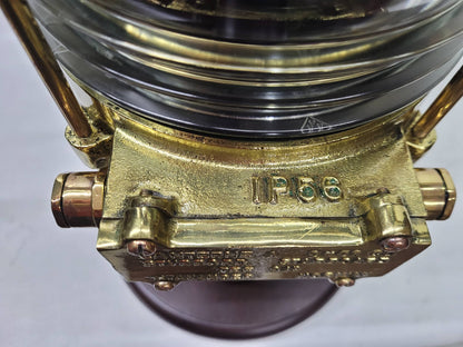 Solid Brass Beacon Light Mounted to a Wood Base