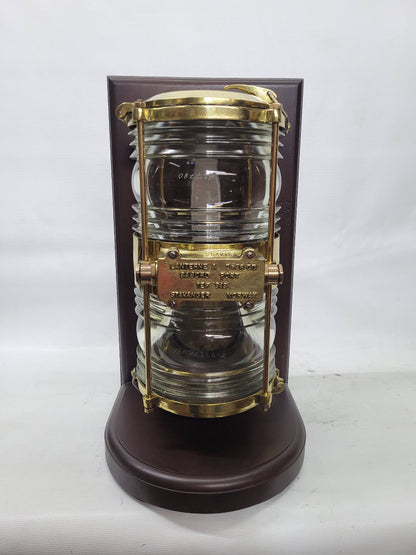 Solid Brass Beacon Light Mounted to a Wood Base