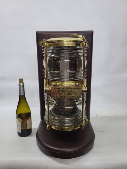 Solid Brass Beacon Light Mounted to a Wood Base
