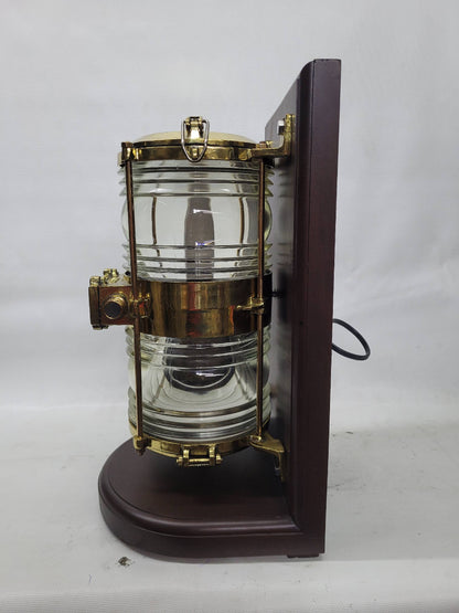 Solid Brass Beacon Light Mounted to a Wood Base