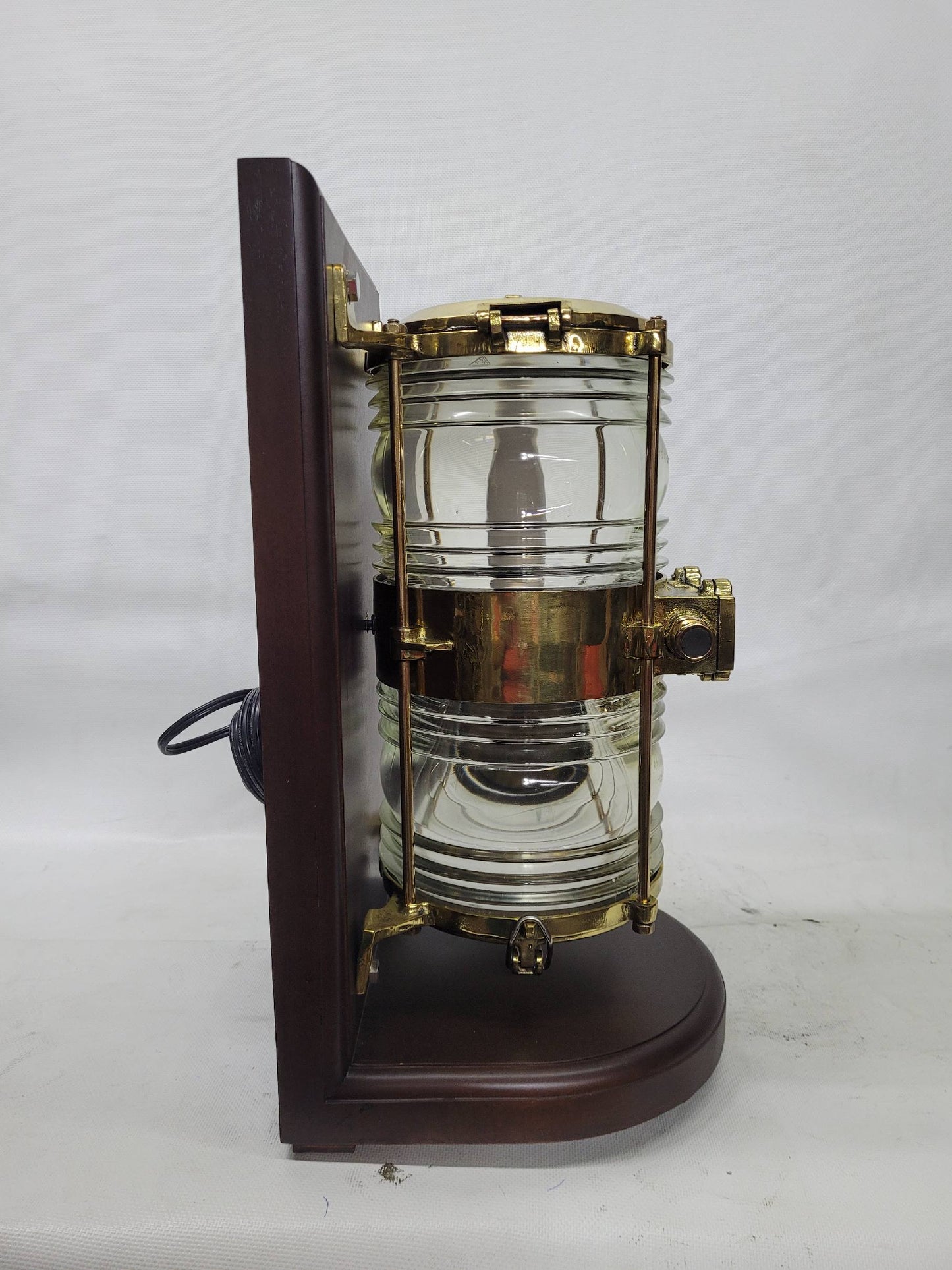 Solid Brass Beacon Light Mounted to a Wood Base