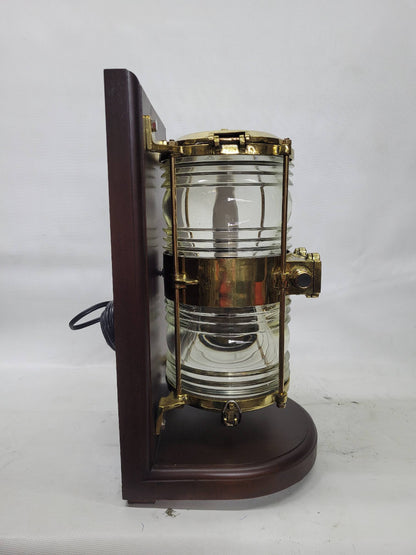 Solid Brass Beacon Light Mounted to a Wood Base