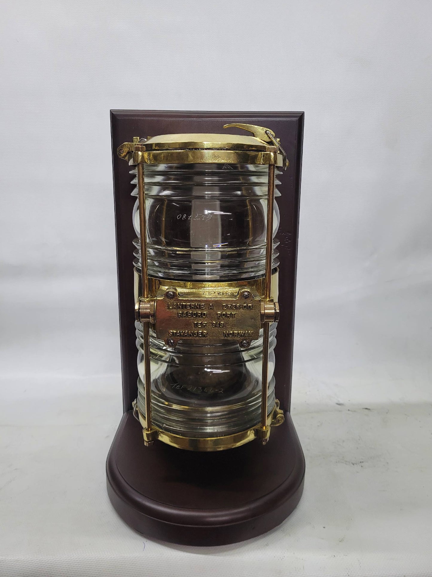 Solid Brass Beacon Light Mounted to a Wood Base