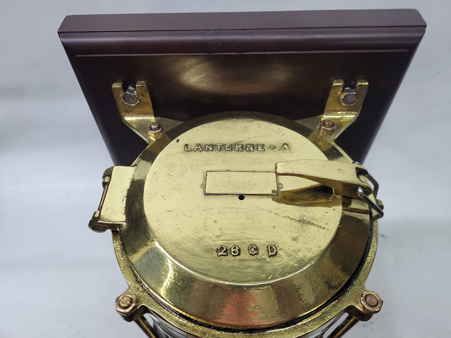 Solid Brass Beacon Light Mounted to a Wood Base