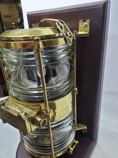 Solid Brass Beacon Light Mounted to a Wood Base