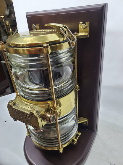 Solid Brass Beacon Light Mounted to a Wood Base