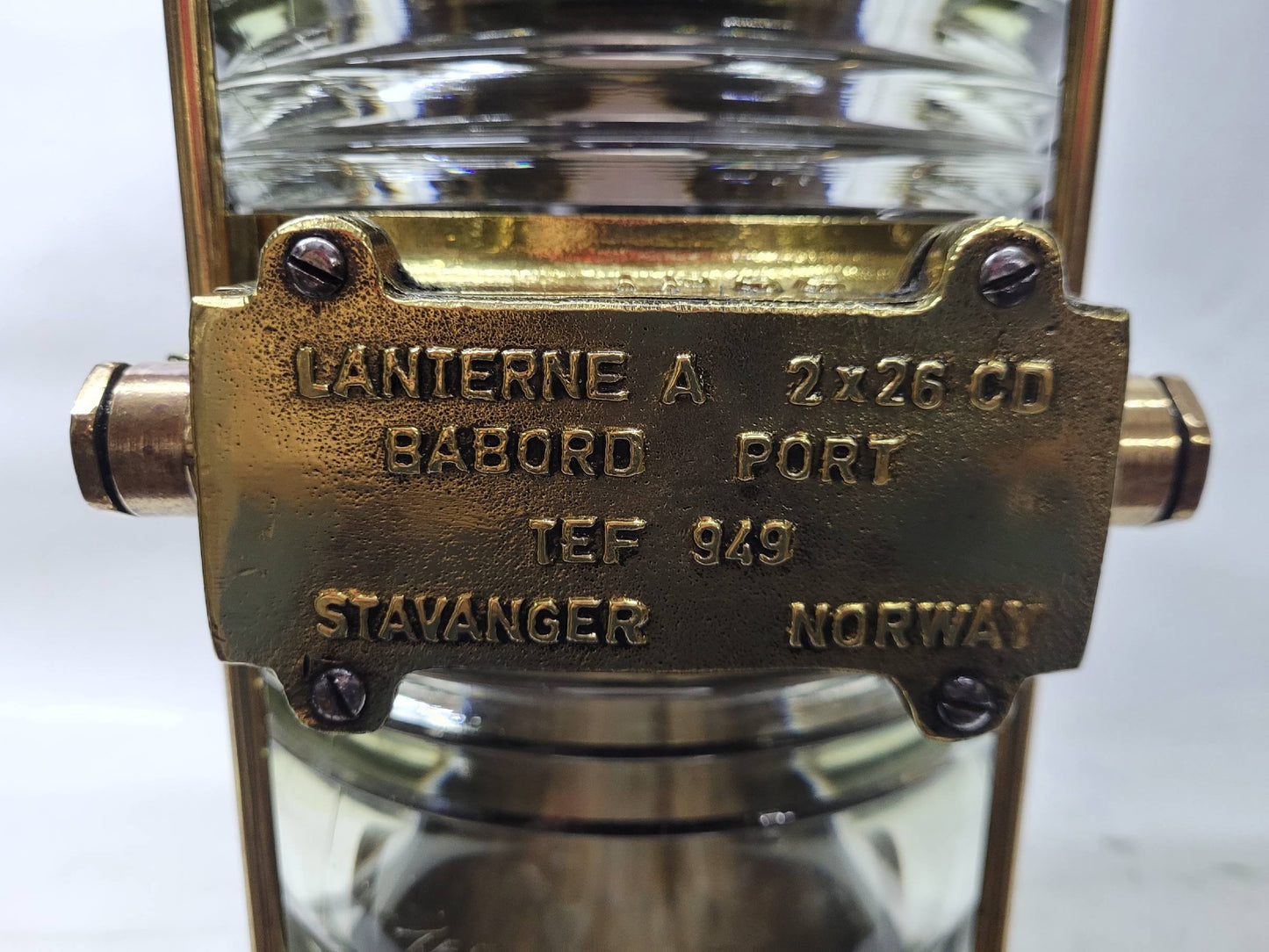 Solid Brass Beacon Light Mounted to a Wood Base