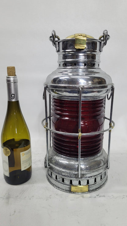 Perkins Marine Ship Lantern with Ruby Red Fresnel Lens
