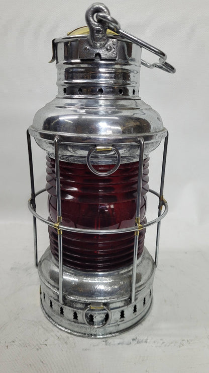 Perkins Marine Ship Lantern with Ruby Red Fresnel Lens