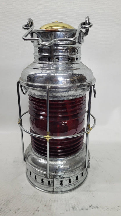Perkins Marine Ship Lantern with Ruby Red Fresnel Lens