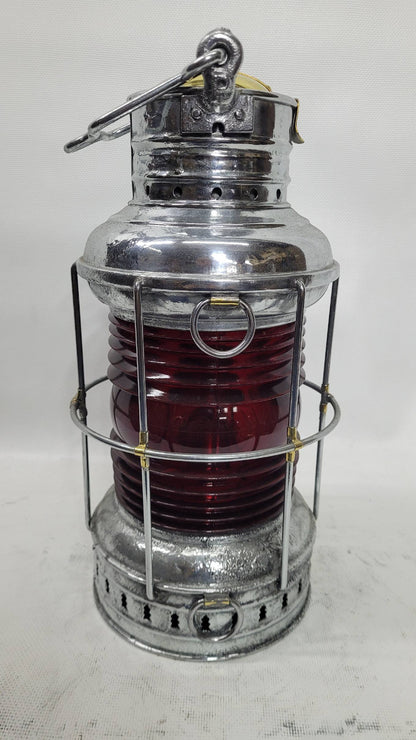 Perkins Marine Ship Lantern with Ruby Red Fresnel Lens