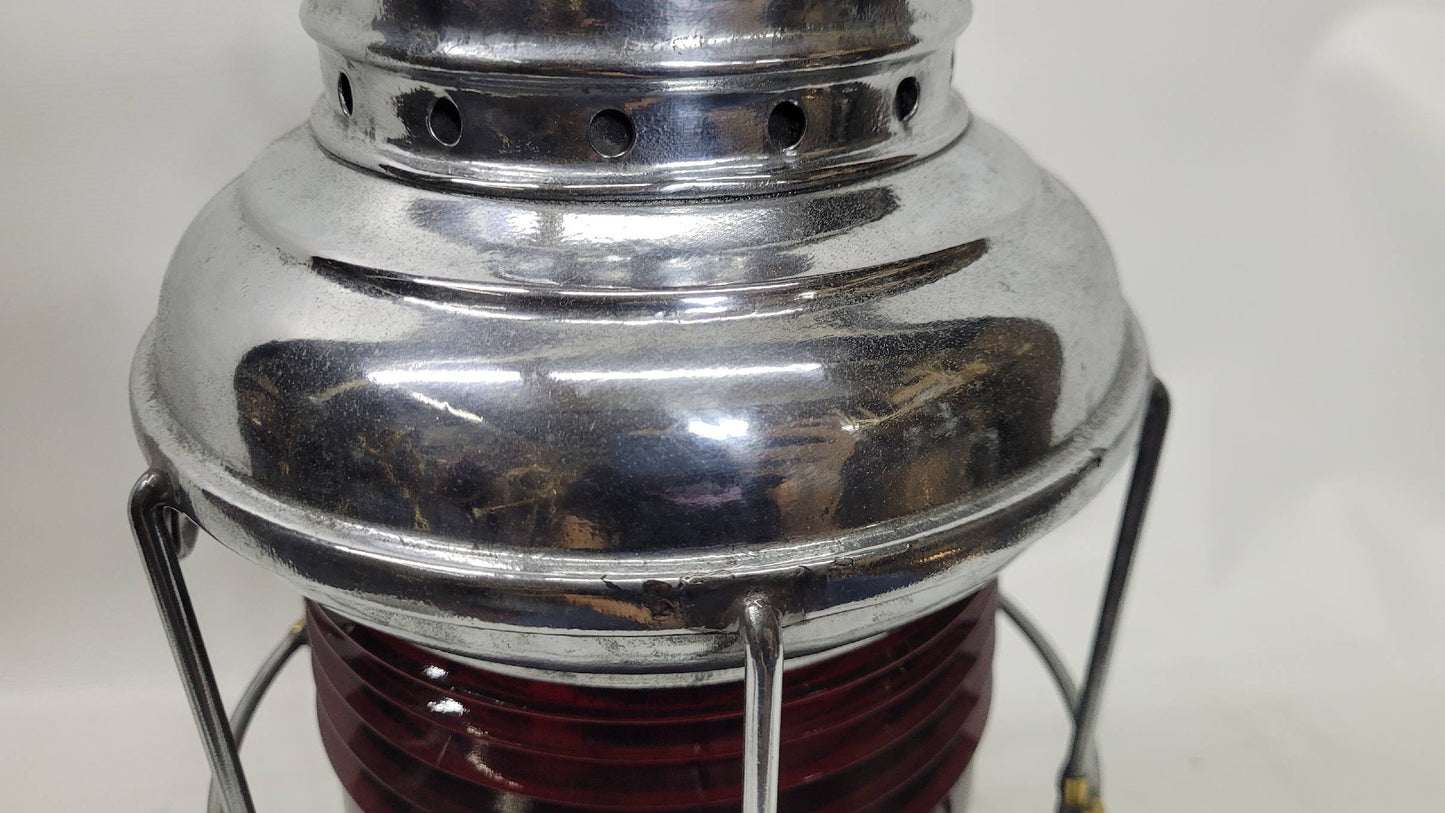 Perkins Marine Ship Lantern with Ruby Red Fresnel Lens