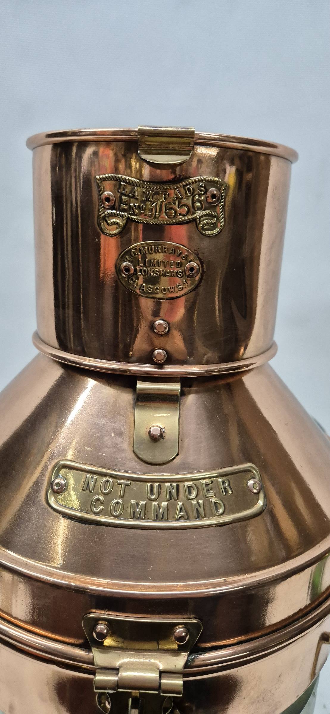 Solid Copper Ship's Not Under Command Lantern – Lannan Gallery