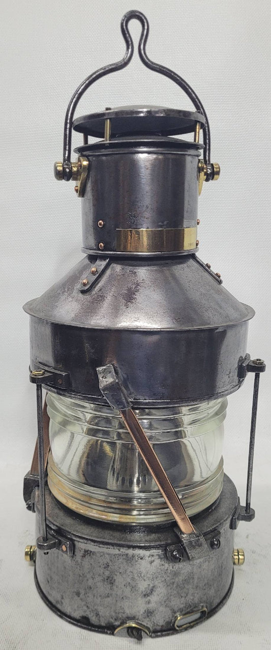 Polished Steel Ship’s Anchor Lantern with Oil Burner