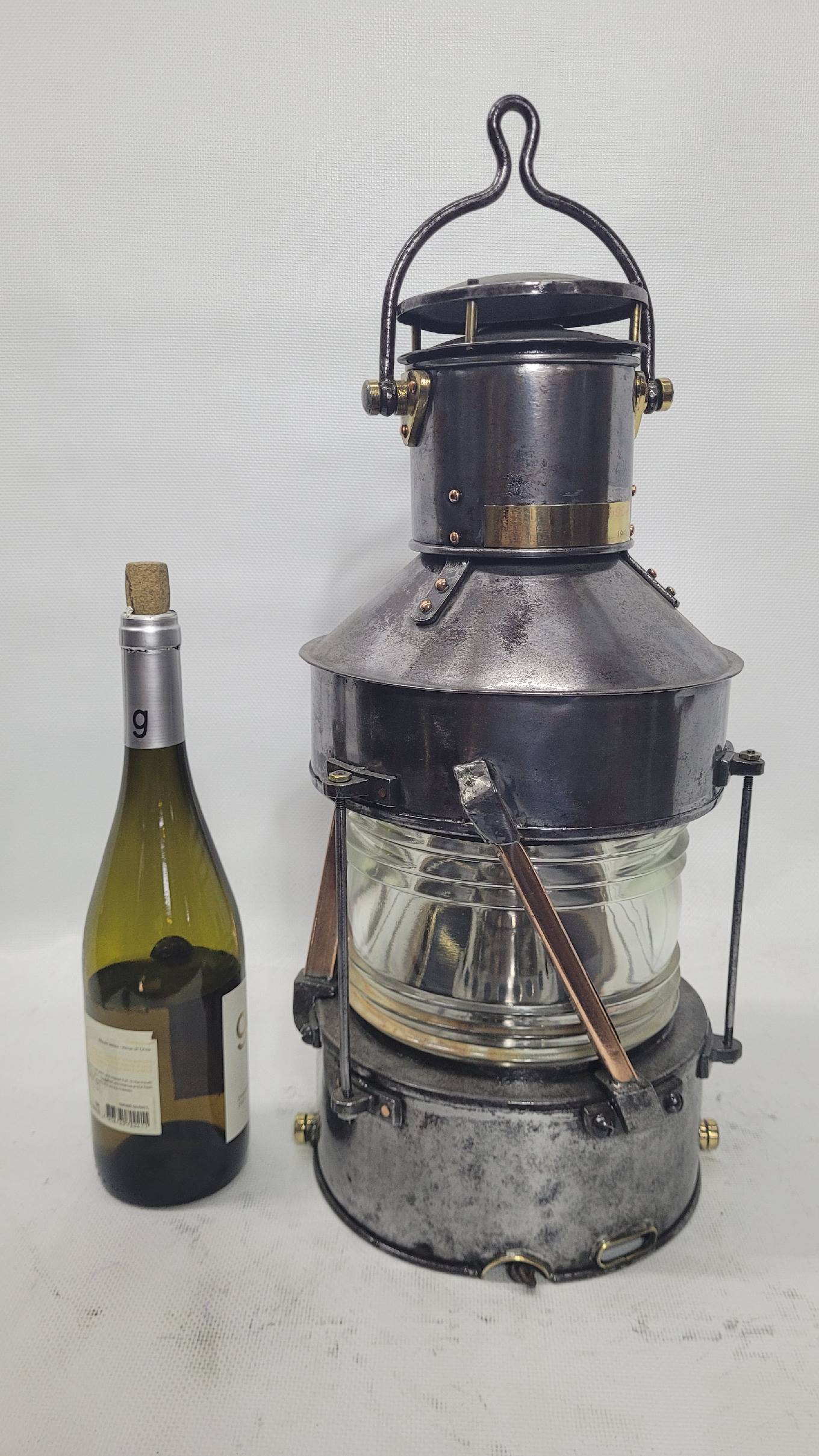 Polished Steel Ship's Anchor Lantern with Oil Burner – Lannan Gallery
