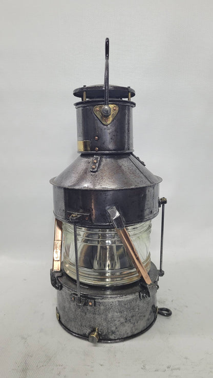 Polished Steel Ship’s Anchor Lantern with Oil Burner