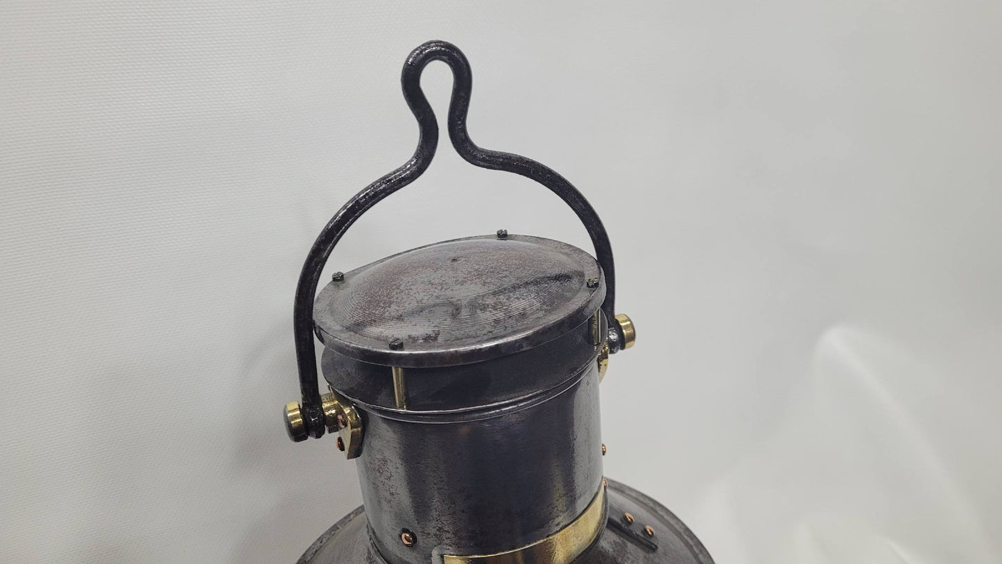 Polished Steel Ship’s Anchor Lantern with Oil Burner