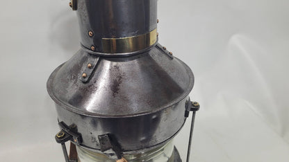 Polished Steel Ship’s Anchor Lantern with Oil Burner