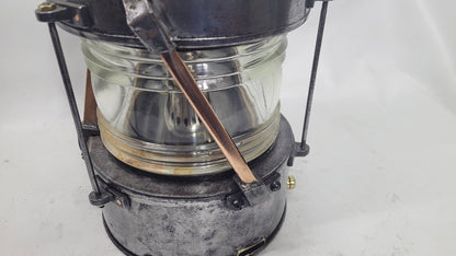 Polished Steel Ship’s Anchor Lantern with Oil Burner
