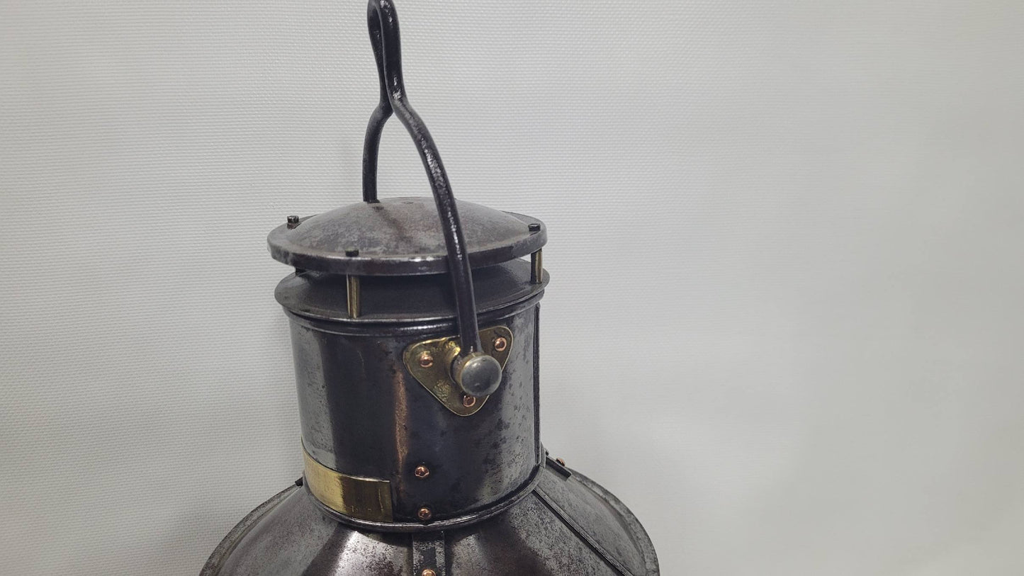 Polished Steel Ship’s Anchor Lantern with Oil Burner