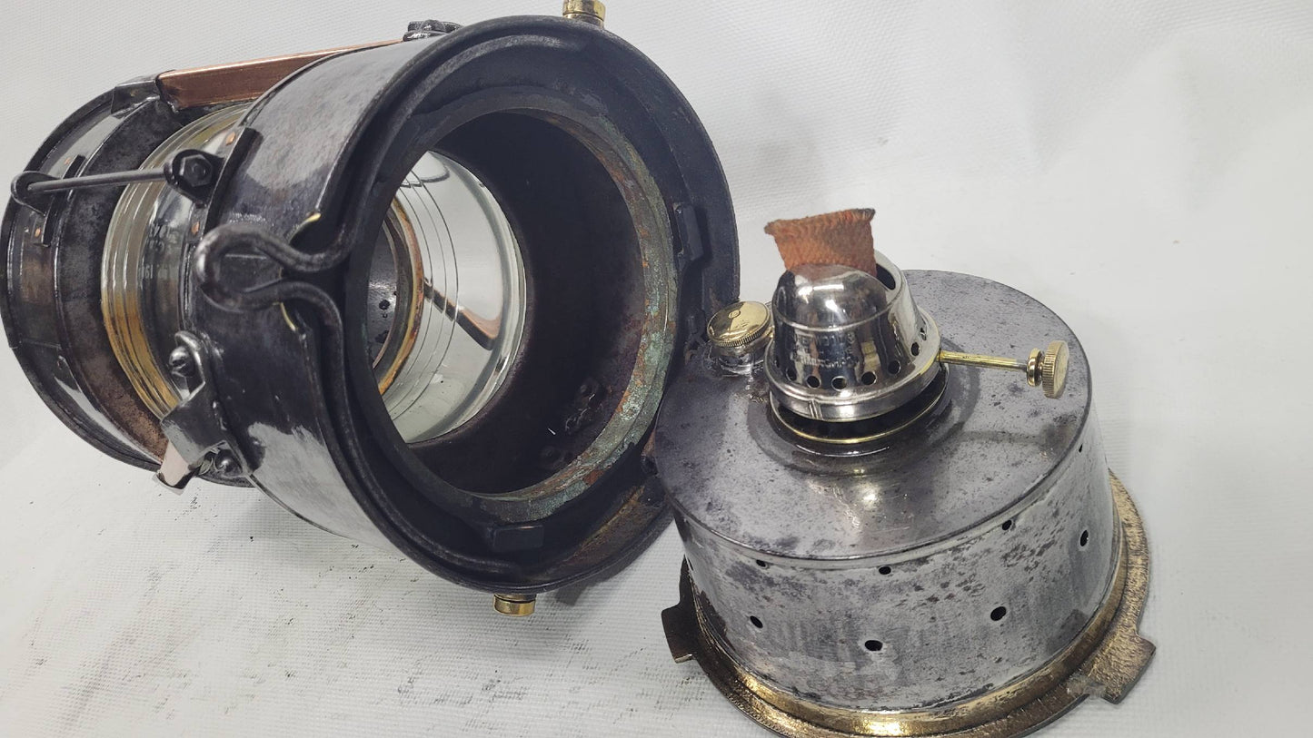 Polished Steel Ship’s Anchor Lantern with Oil Burner