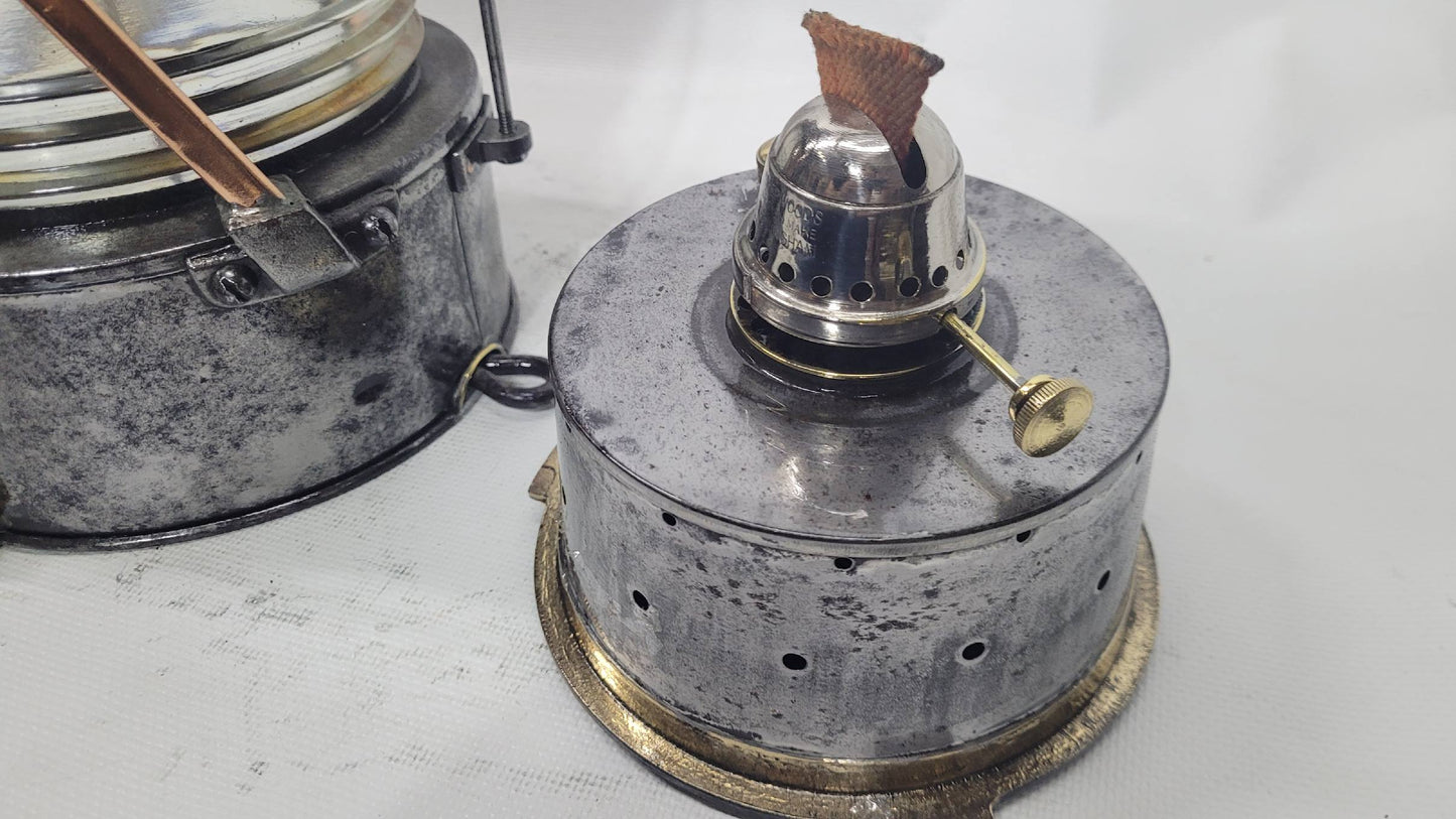 Polished Steel Ship’s Anchor Lantern with Oil Burner